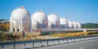 LNG or LPG storage plant, seven liquefied natural gas tanks